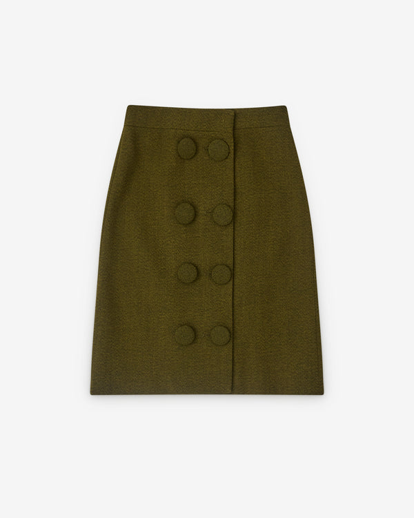 SHUSHU/TONG - Women’s Double-Breasted Button Skirt - (Green)