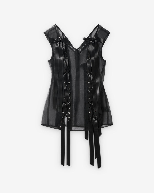 Simone Rocha  - Women's Unraveling Ribbon Portrait Top - (Black)