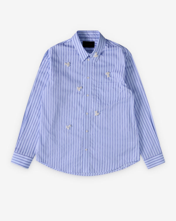 Simone Rocha  - Men's Beaded Classic Shirt - (Pale Blue Stripe)