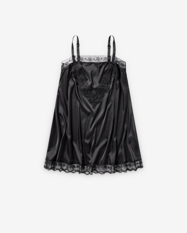 Simone Rocha  - Women's Mini Square Neck Lace Trim Dress - (Black)