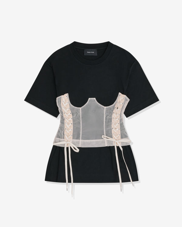 Simone Rocha - Women's Boxy T-Shirt With Corset Panel - (Black/Nude)