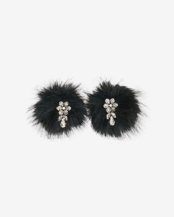 Simone Rocha - Women's Crystal Flower Pompom Earrings - (Black)