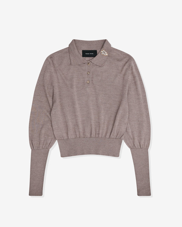 Simone Rocha - Women's Merino Silk Knit Polo Sweater - (Clay/Pearl)