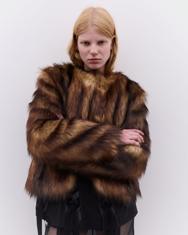 Simone Rocha - Women’s Sculpted Faux Fur Fray Jacket - (Natural)
