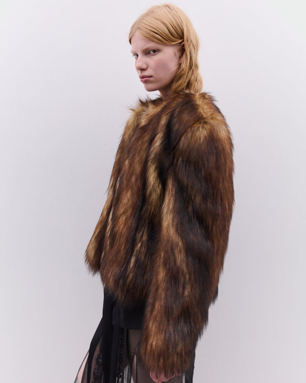 Simone Rocha - Women’s Sculpted Faux Fur Fray Jacket - (Natural)