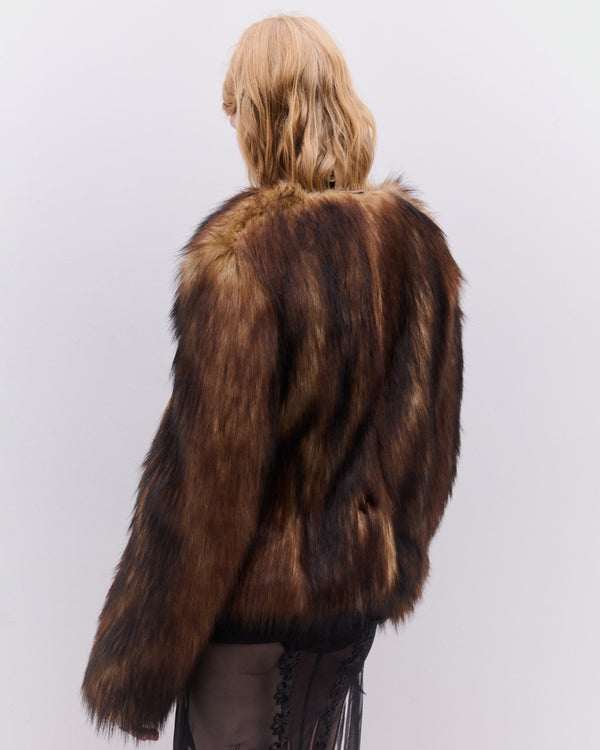 Simone Rocha - Women’s Sculpted Faux Fur Fray Jacket - (Natural)