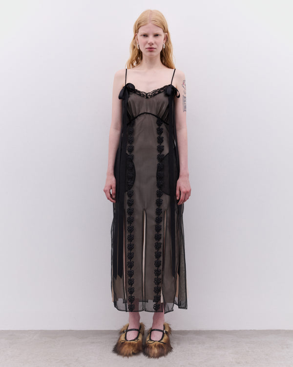 Simone Rocha - Layered Ribbon Daisy Chain Dress - (Black/Nude)