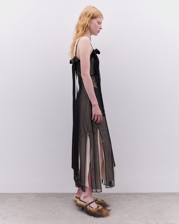 Simone Rocha - Layered Ribbon Daisy Chain Dress - (Black/Nude)