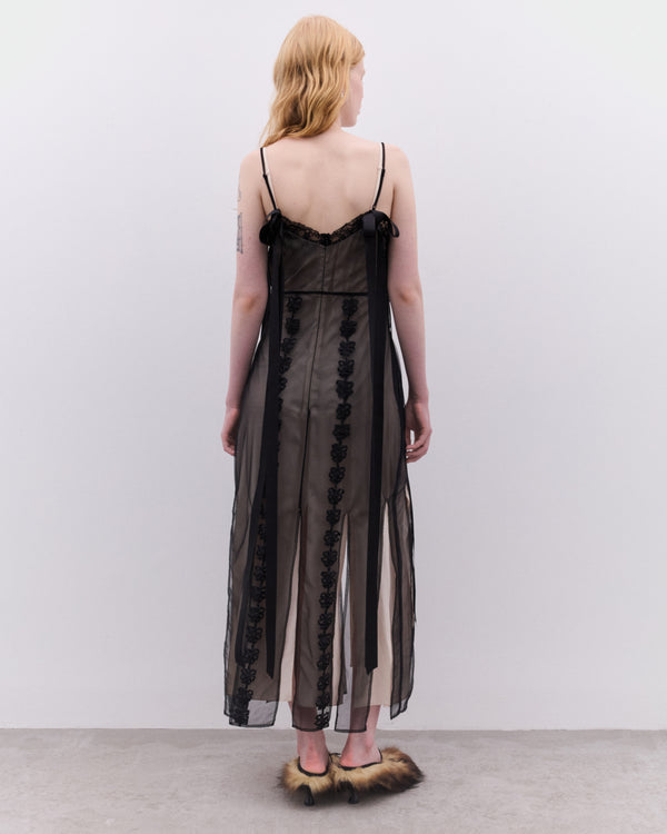 Simone Rocha - Layered Ribbon Daisy Chain Dress - (Black/Nude)