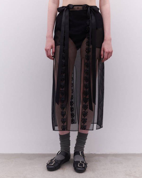 Simone Rocha - Women’s Sheer Daisy Chain Skirt - (Black)