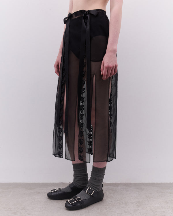 Simone Rocha - Women’s Sheer Daisy Chain Skirt - (Black)