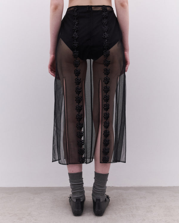 Simone Rocha - Women’s Sheer Daisy Chain Skirt - (Black)