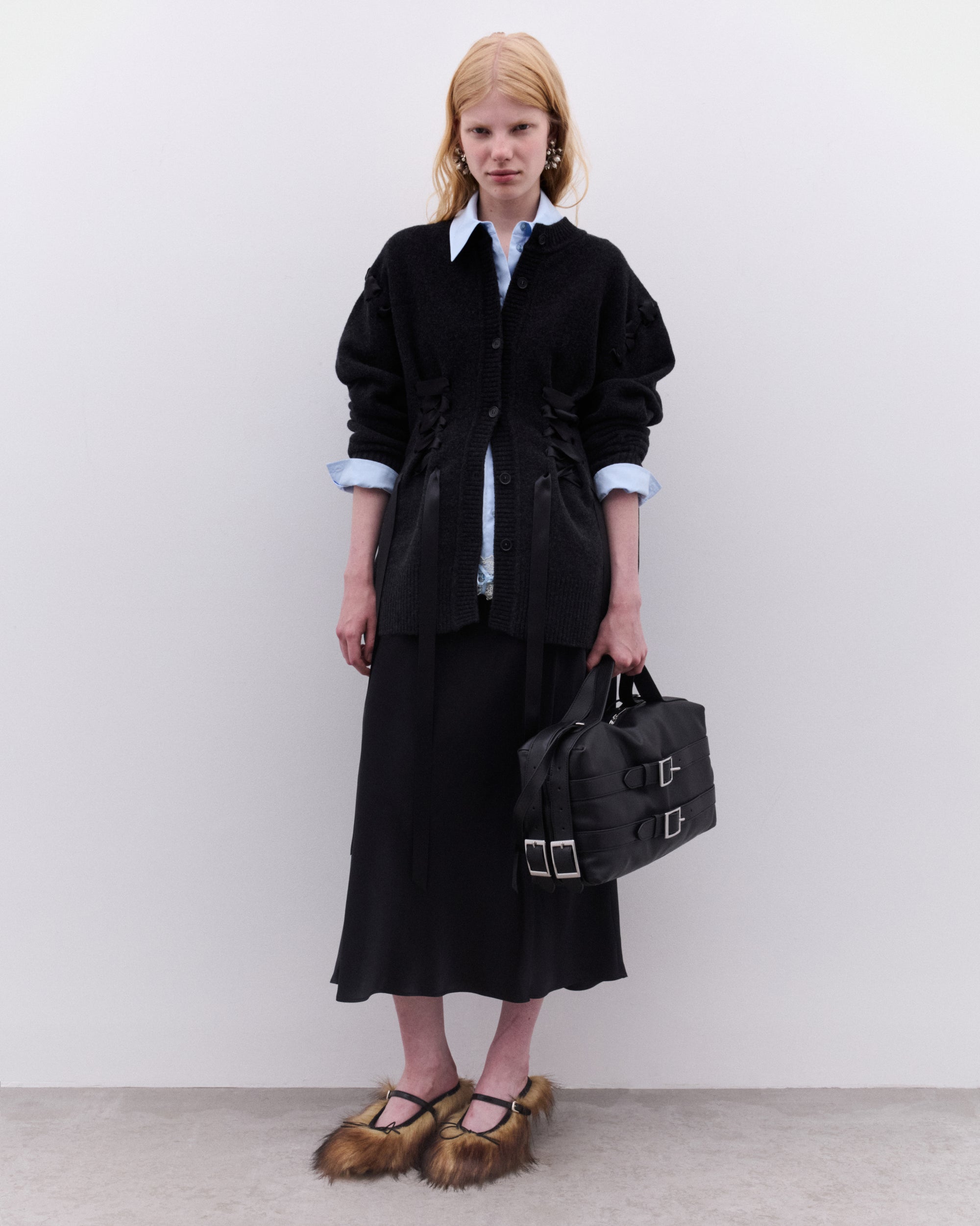 Simone Rocha: Women’s Sculpted Ribbon Corset Cardigan (Charcoal ...