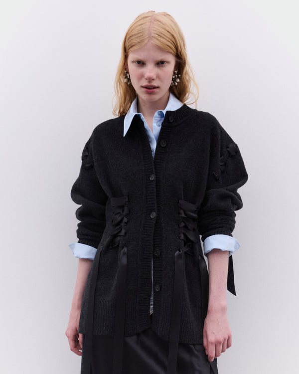 Simone Rocha - Women’s Sculpted Ribbon Corset Cardigan - (Charcoal)