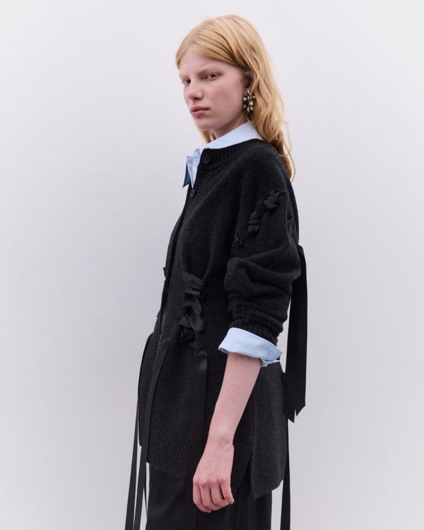 Simone Rocha - Women’s Sculpted Ribbon Corset Cardigan - (Charcoal)