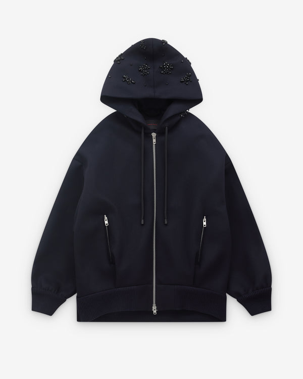 Simone Rocha - Men’s Hooded Zip-Up Bomber Jacket - (Navy/Jet)