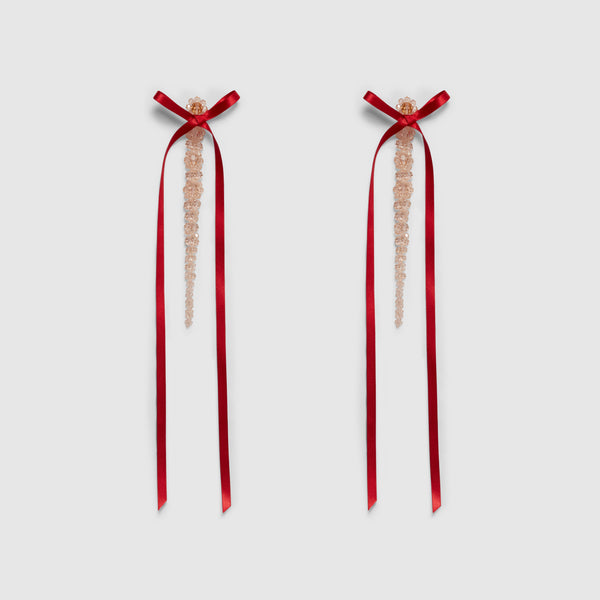 Simone Rocha - Women’s Bow Ribbon Drip Earring - (Nude/Red)