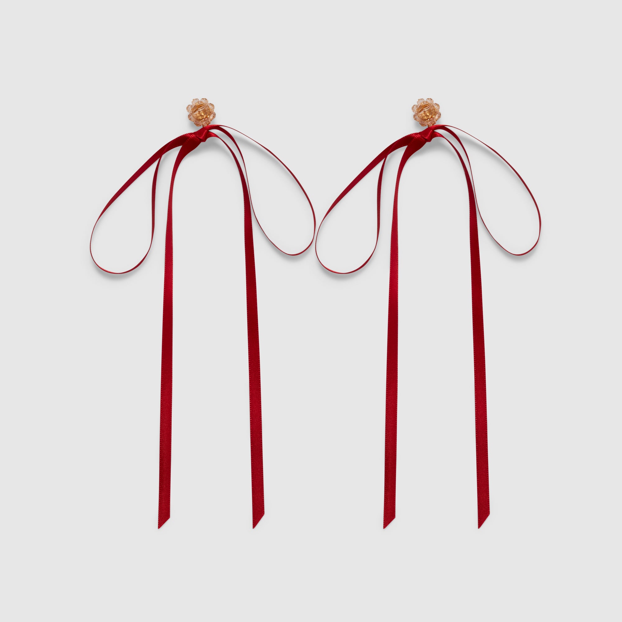Simone Rocha - Women’s Bow Ribbon Stud Earring - (Nude/Red) view 1