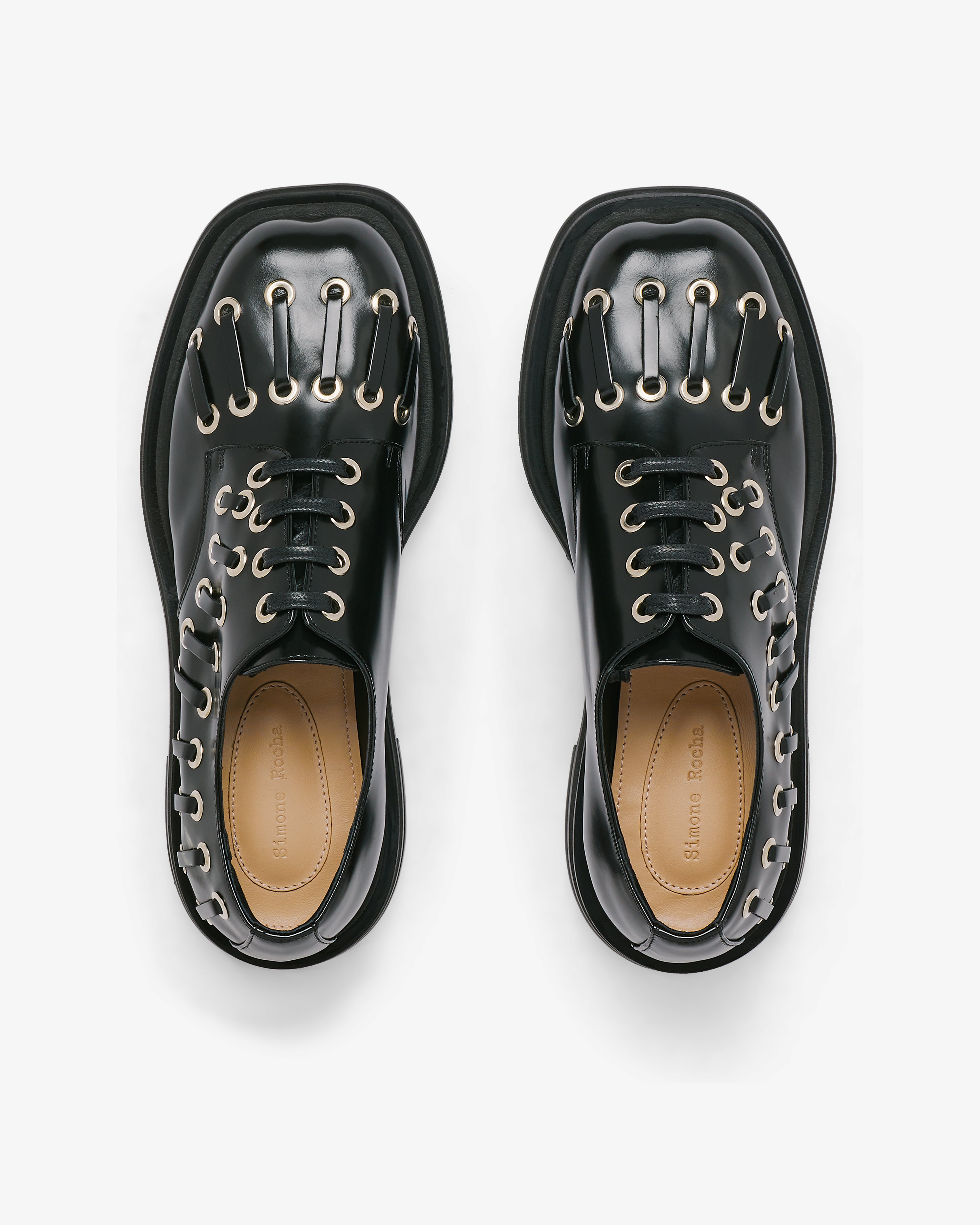 Simone Rocha】LEATHERフリル ディテール バイカージャケット Simone