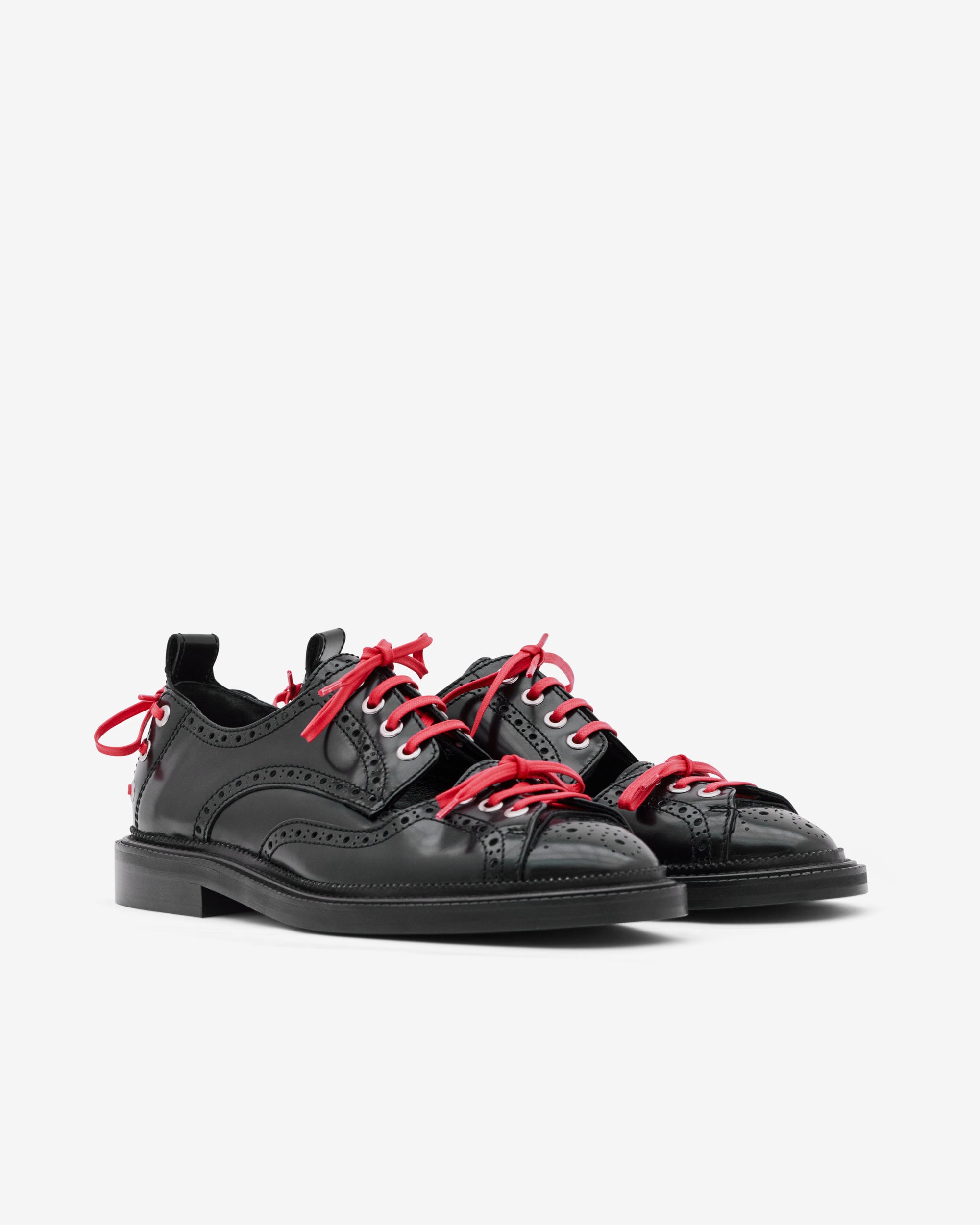Simone Rocha: Men's Cut Out Multi Lace Brogue (Black/Red) | DSML E-SHOP