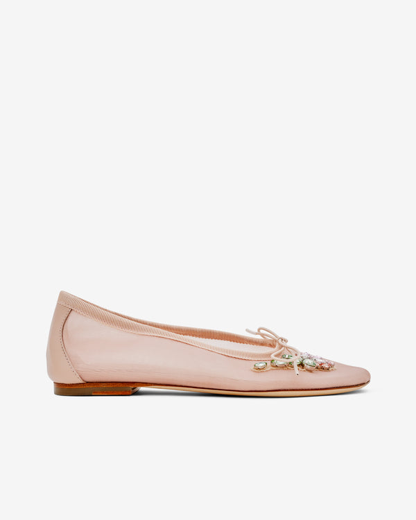 Simone Rocha - Women's Embroidered Mesh Ballerina - (Nude/Pink)