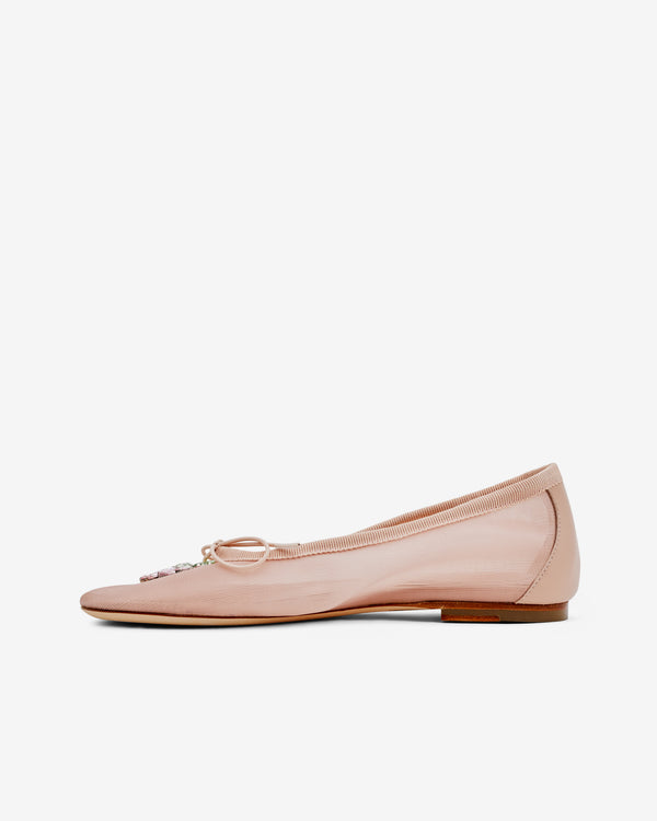 Simone Rocha - Women’s Embroidered Mesh Ballerina - (Nude/Pink)