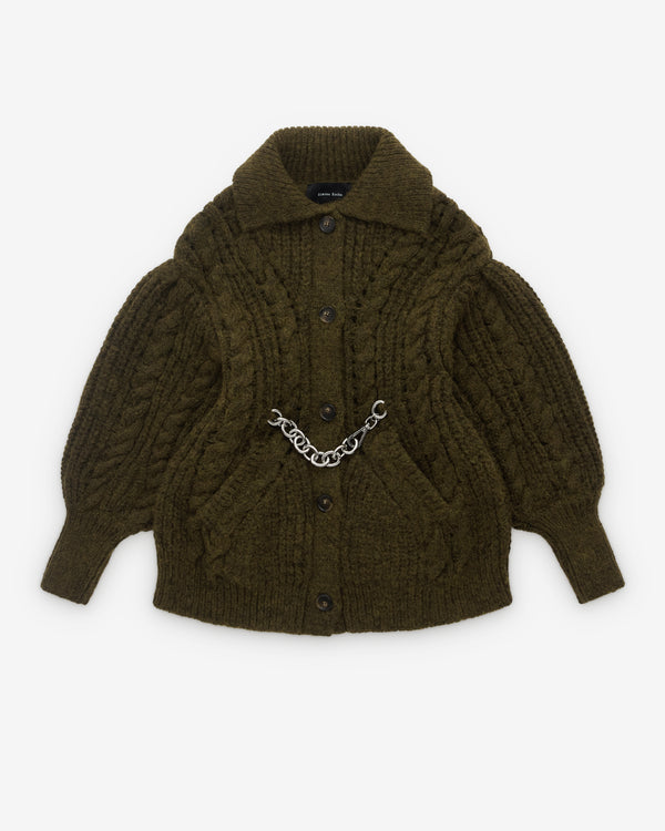Simone Rocha - Women’s Sculpted Chunky Knit Cardigan - (Olive)