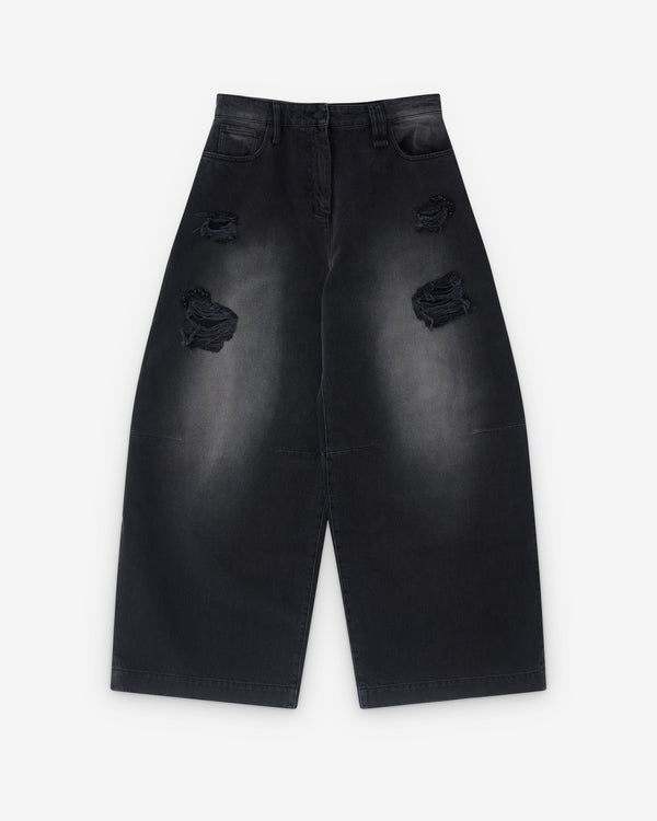 Simone Rocha - Women’s Embellished Wide Leg Puddle Jeans - (Distress Black/Jet)