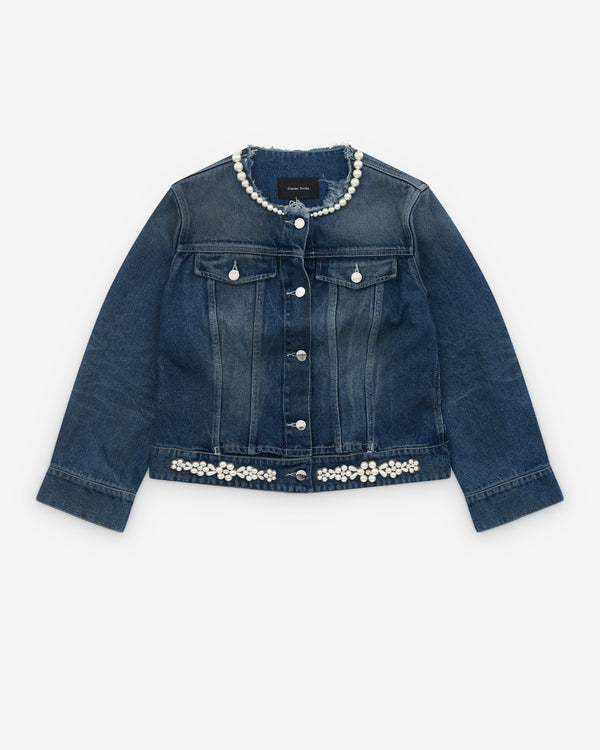 Simone Rocha - Women’s Turbo Embellished Fitted Waist Tail Jacket - (Blue/Pearl)