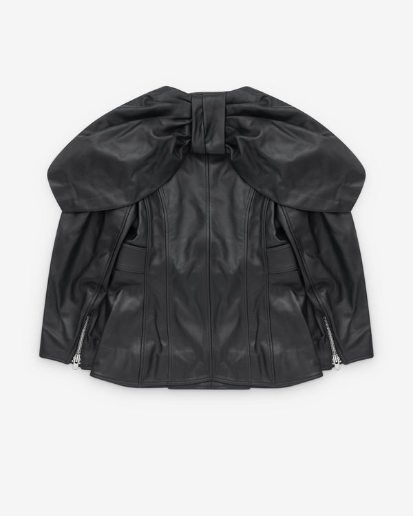 Simone Rocha - Women’s Sculpted Belt Detail Biker Jacket - (Black)