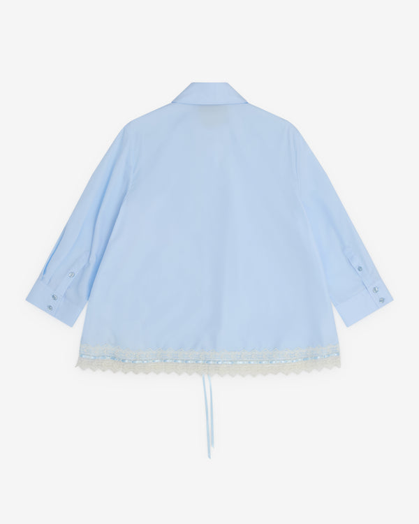 Simone Rocha - Women’s Cropped Ribbon Trim Shirt - (Baby Blue)