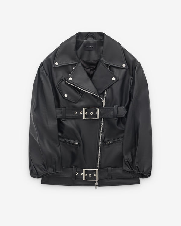 Simone Rocha - Women’s Puff Sleeve Belted Biker Jacket - (Black)