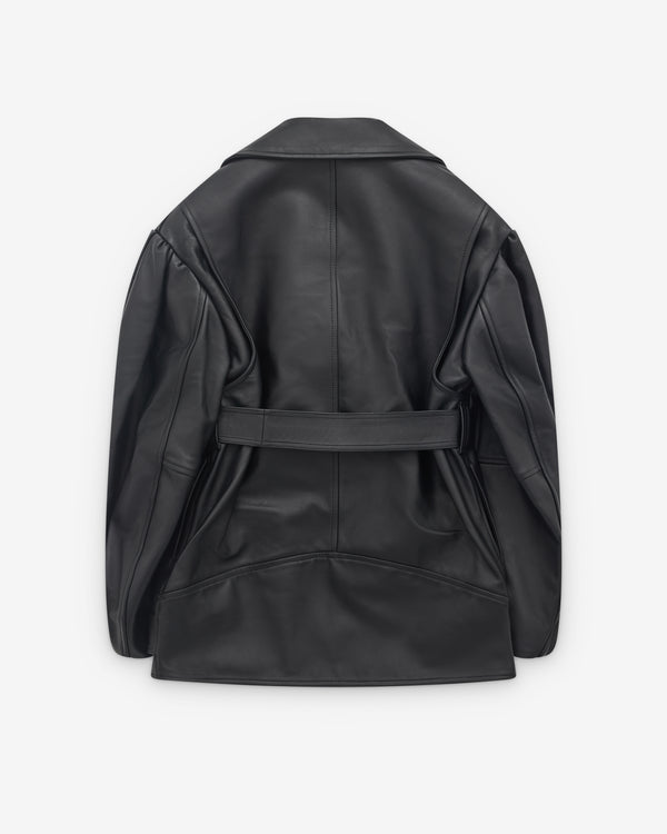 Simone Rocha - Women’s Puff Sleeve Belted Biker Jacket - (Black)