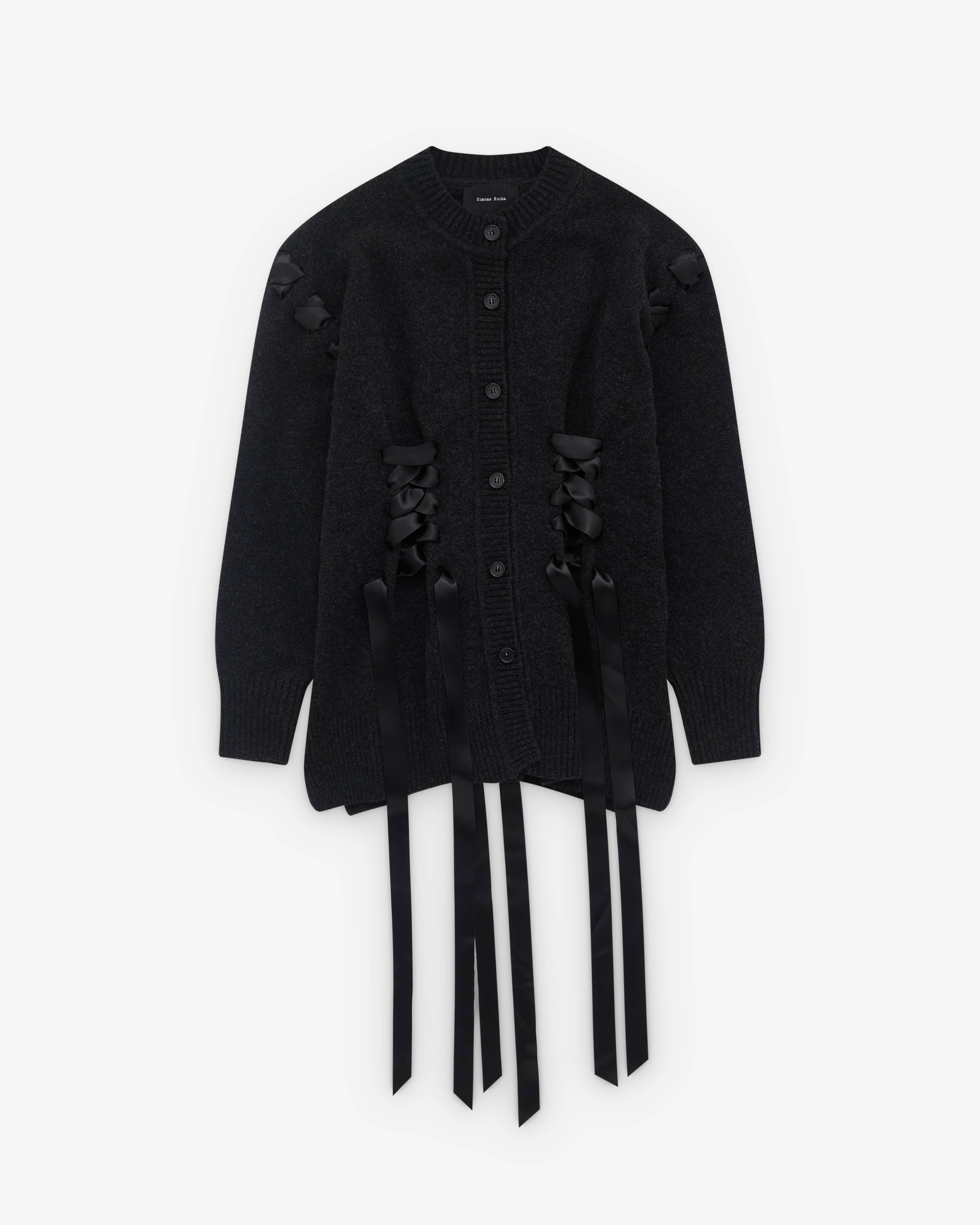 Simone Rocha: Women’s Sculpted Ribbon Corset Cardigan (Charcoal ...