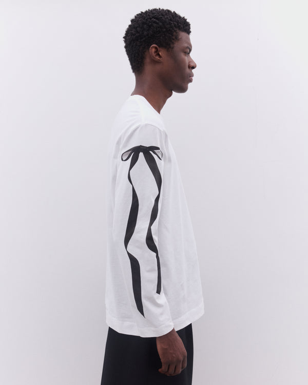 Simone Rocha - Men’s Ribbon Bow Long Sleeve T-Shirt - (White)