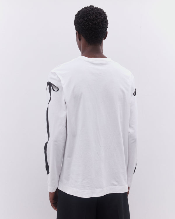 Simone Rocha - Men’s Ribbon Bow Long Sleeve T-Shirt - (White)