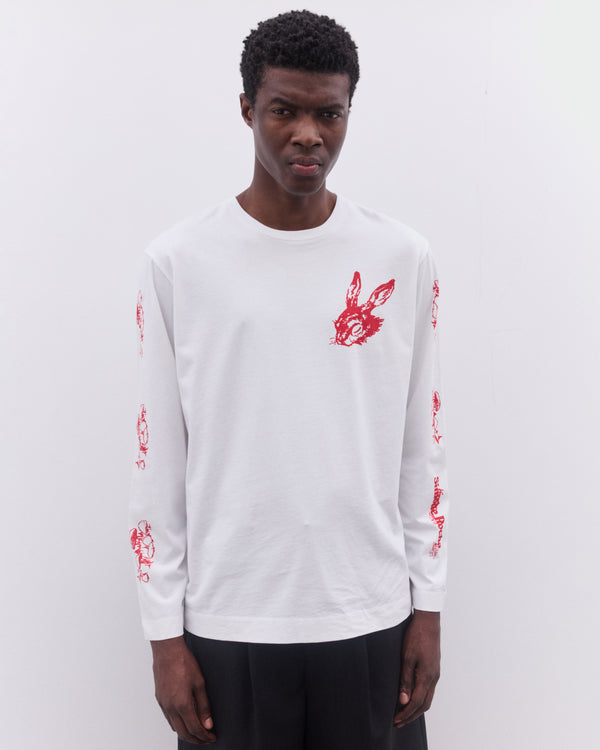 Simone Rocha - Men’s Tortoise & Hare Logo Print T-Shirt - (White/Red)