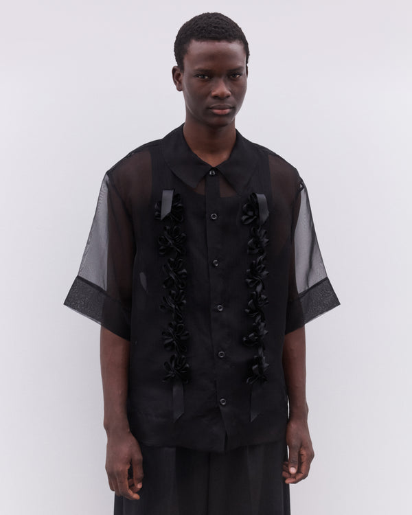 Simone Rocha - Men’s Ribbon Daisy Chain Boxy Shirt - (Black/Black)