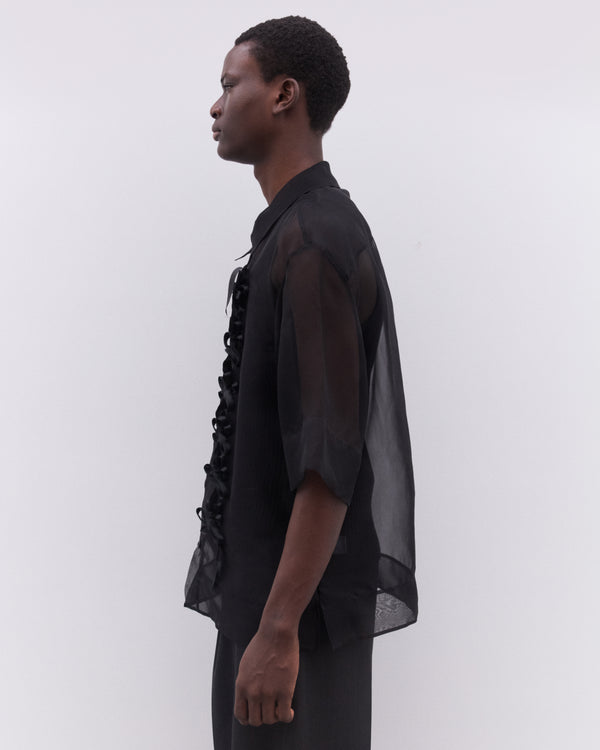 Simone Rocha - Men’s Ribbon Daisy Chain Boxy Shirt - (Black/Black)