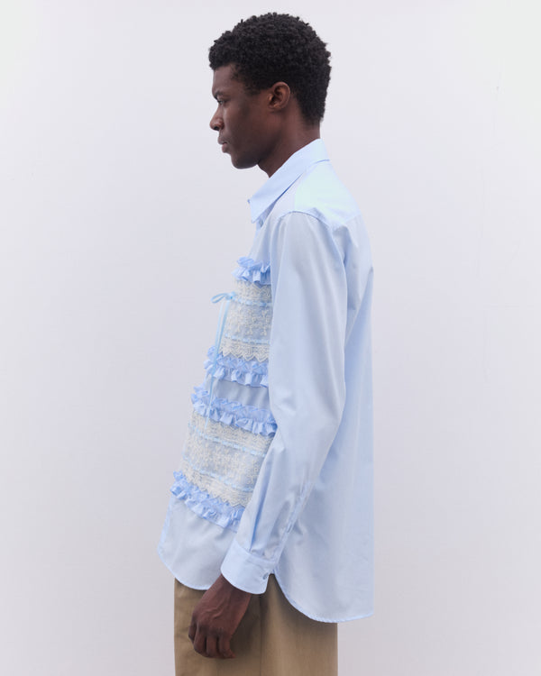Simone Rocha - Men’s Lace Ribbon Trim Easy Shirt - (Baby Blue)