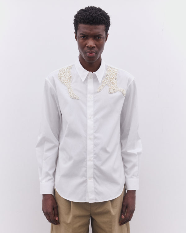 Simone Rocha - Men’s Embellished Hare Classic Shirt - (White/Pearl)