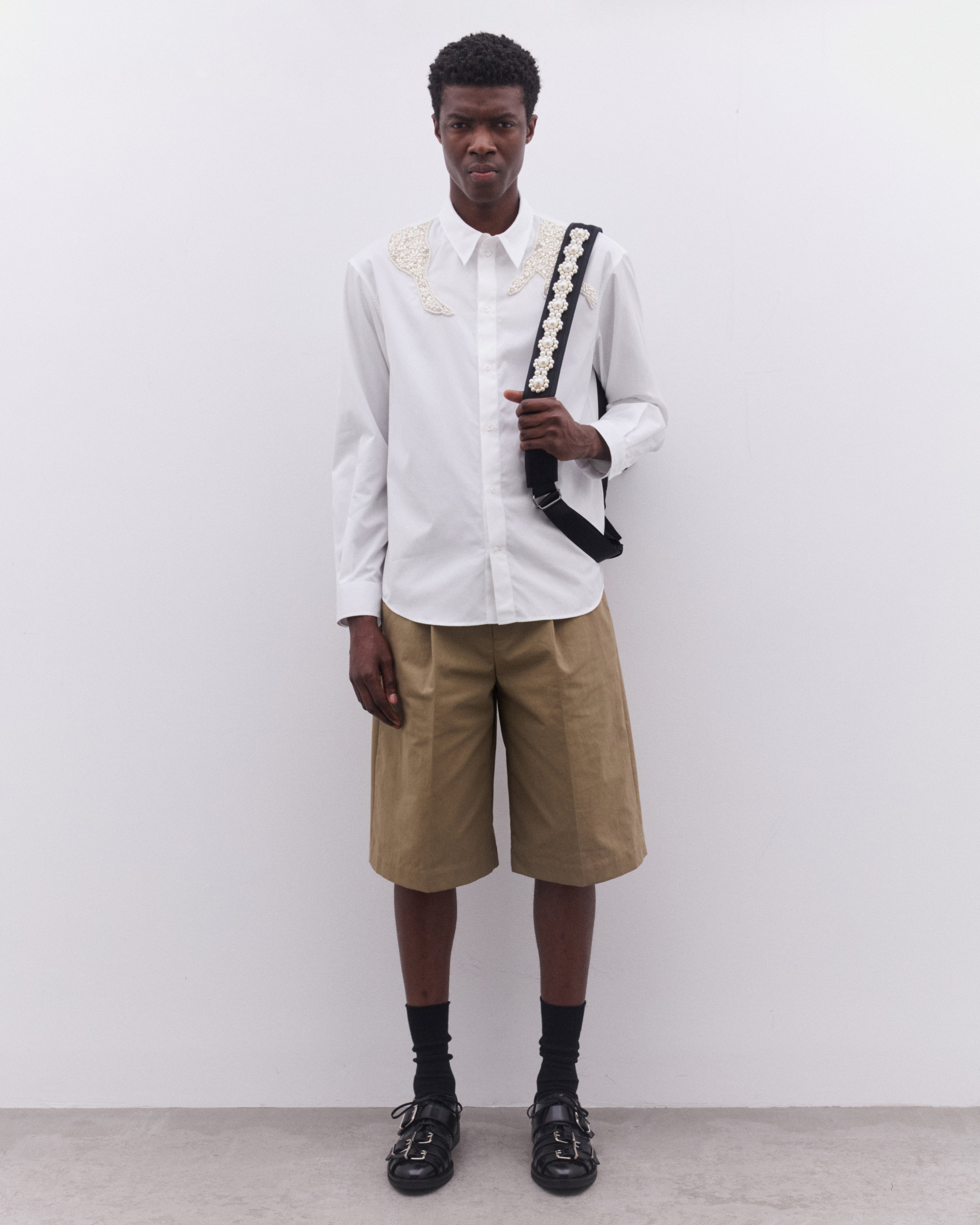 Simone Rocha: Men's Wide Leg Short (Stone) | Dover Street Market