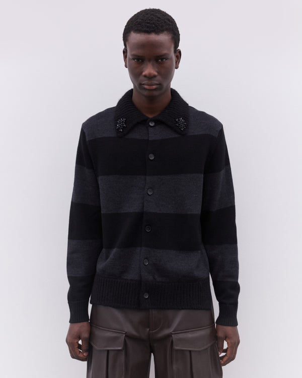 Simone Rocha - Men’s Striped Rugby Knit - (Charcoal)