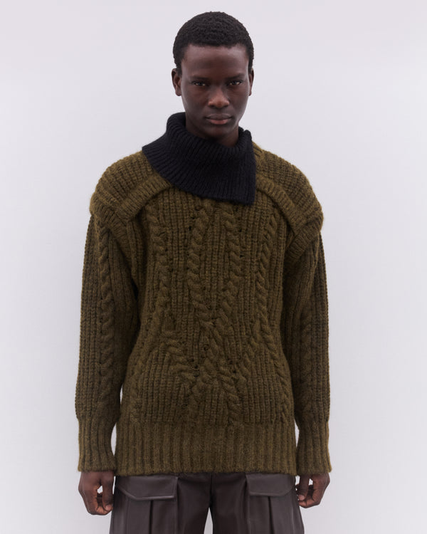 Simone Rocha - Men’s Contrast High Neck Chunky Knit - (Olive/Black)