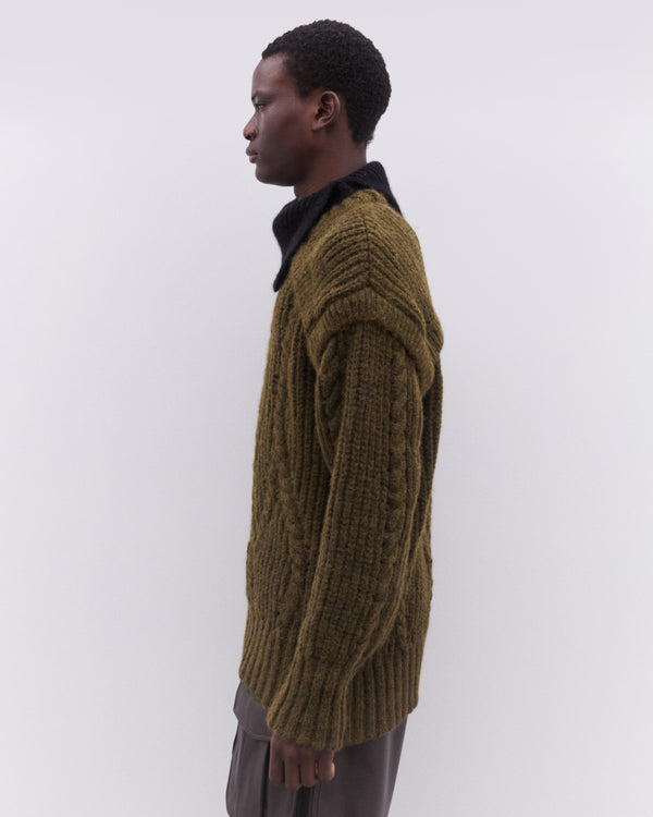 Simone Rocha - Men’s Contrast High Neck Chunky Knit - (Olive/Black)