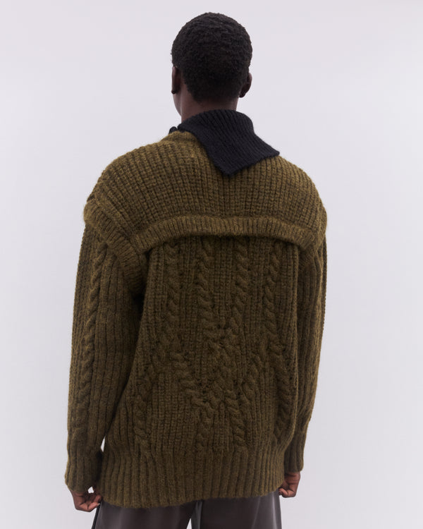 Simone Rocha - Men’s Contrast High Neck Chunky Knit - (Olive/Black)