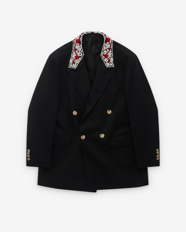 Simone Rocha - Men’s Turbo Embellished Double Breasted Jacket - (Black/Pearl)