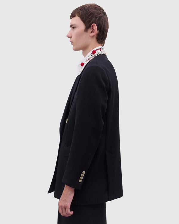 Simone Rocha - Men’s Turbo Embellished Double Breasted Jacket - (Black/Pearl)