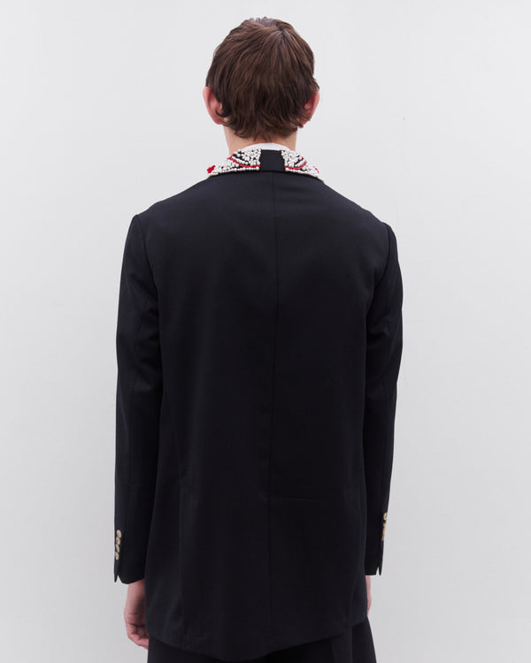 Simone Rocha - Men’s Turbo Embellished Double Breasted Jacket - (Black/Pearl)