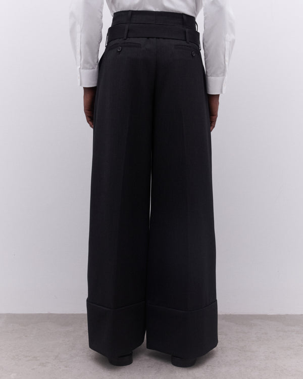Simone Rocha - Men’s Wide Leg Pleated Trousers - (Charcoal)